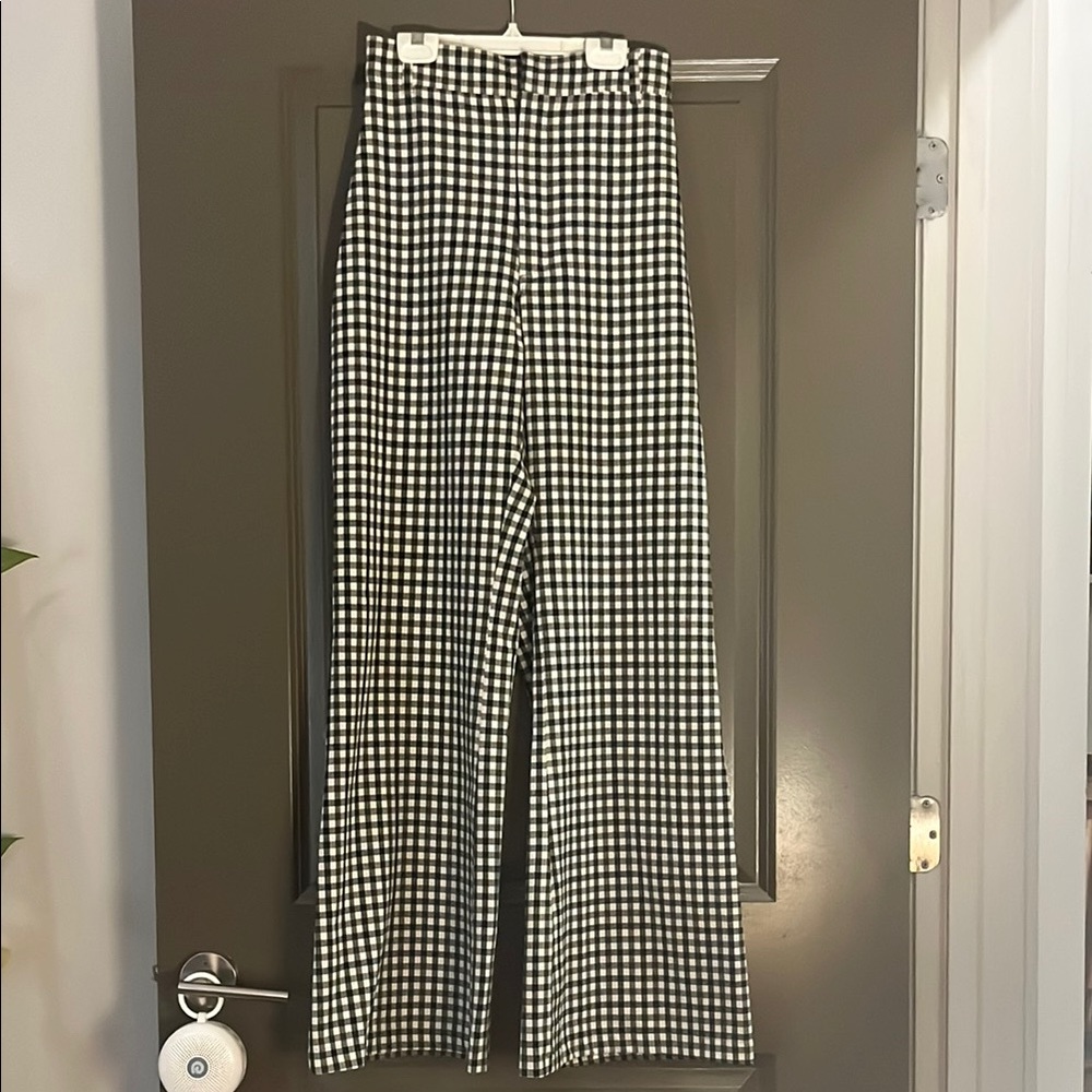 Free People Black and White and forest green Wide Leg Pants